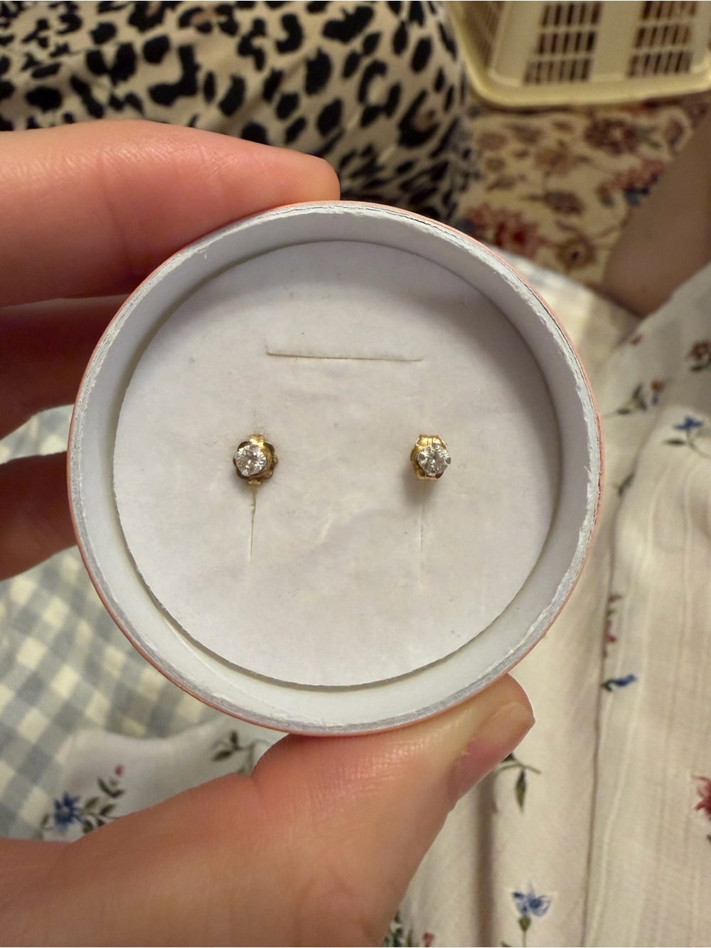 14k white gold CZ earrings & 14k yellow gold backs